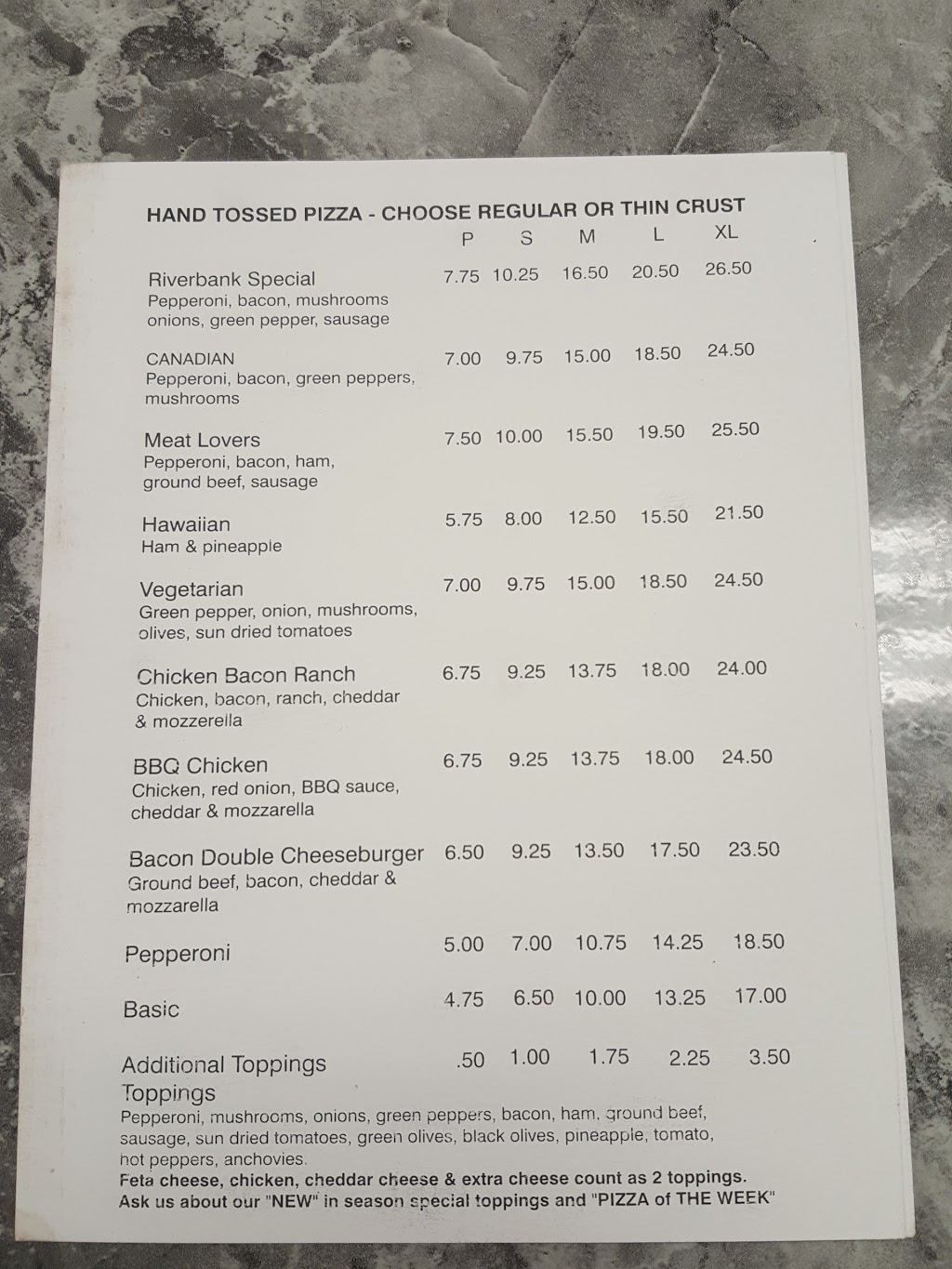 Riverbank Pizza | 6653 ON-35, Coboconk, ON K0M 1K0, Canada | Phone: (705) 454-1112