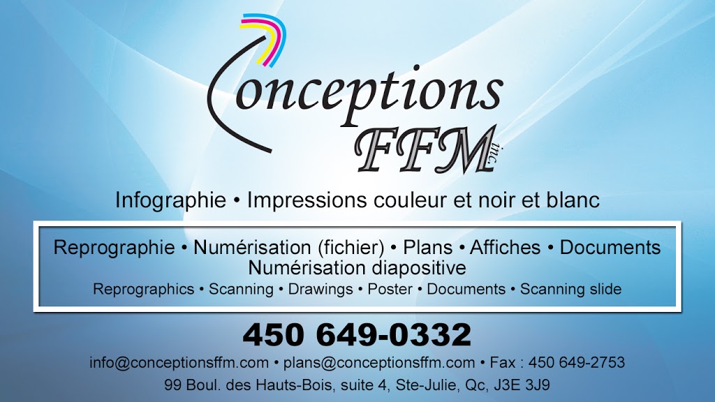 Conceptions FFM inc. | 99 Boulevard des Hauts-Bois, Sainte-Julie, QC J3E 3J9, Canada | Phone: (450) 649-0332