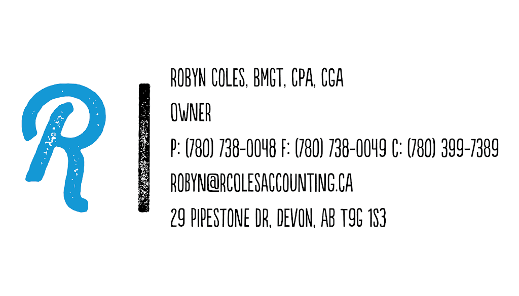 R Coles Accounting Chartered Professional Accountant | 8+ years in business, 29 Pipestone Dr, Devon, AB T9G 1S3, Canada | Phone: (780) 738-0048
