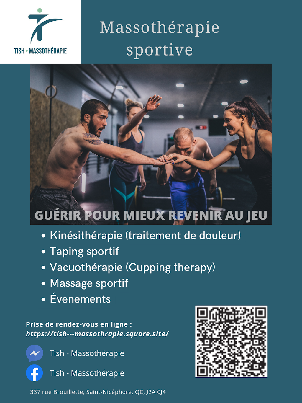 Tish - Massothérapie | 337 Rue Brouillette, Saint-Nicéphore, QC J2A 0J4, Canada | Phone: (819) 314-8552