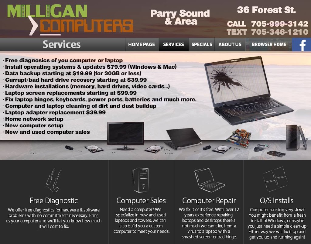 Milligan Computers | 36 Forest St, Parry Sound, ON P2A 2P9, Canada | Phone: (705) 999-3142