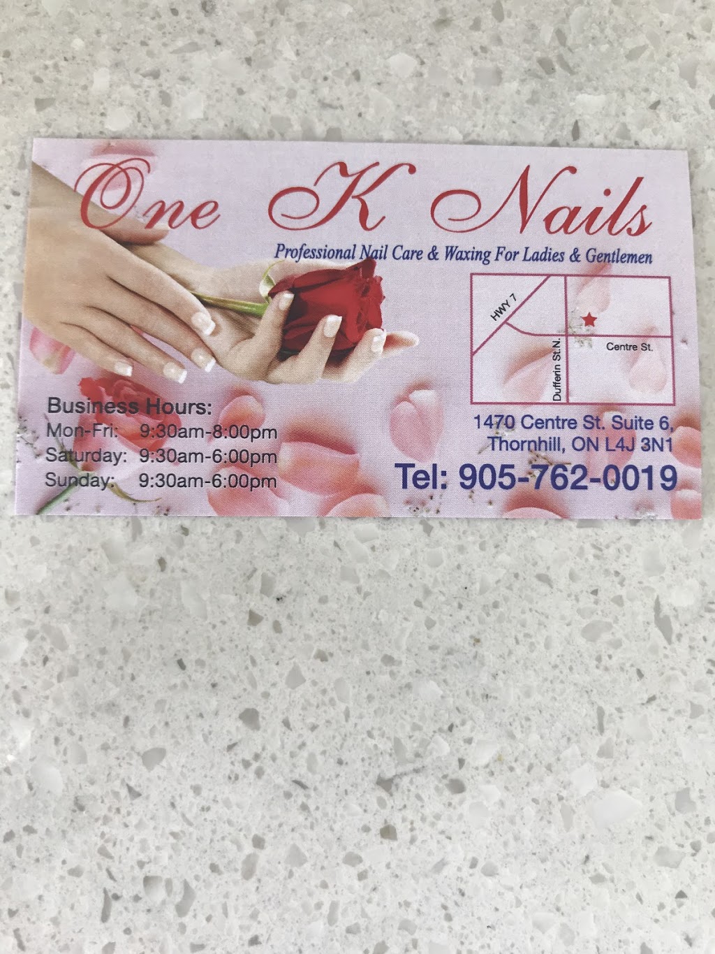 One K Nails | point of interest | 1470 Centre St Unit 6, Thornhill, ON L4J 3N1, Canada | 9057620019 OR +1 905-762-0019