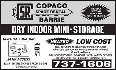 Copaco Space Rental | 272 Innisfil St, Barrie, ON L4N 3G1, Canada | Phone: (705) 737-1606