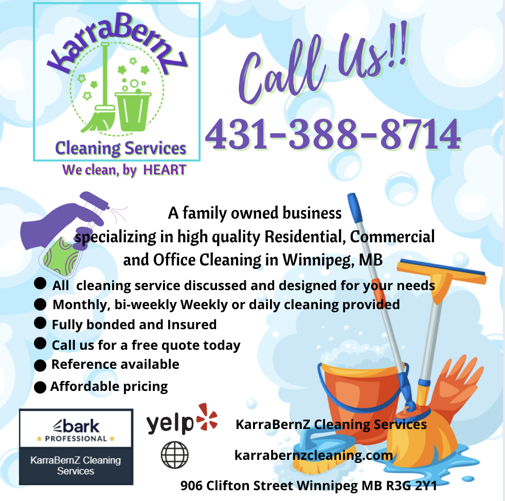 KarraBernZ Cleaning Services | 906 Clifton St, Winnipeg, MB R3G 2Y1, Canada | Phone: (431) 388-8714