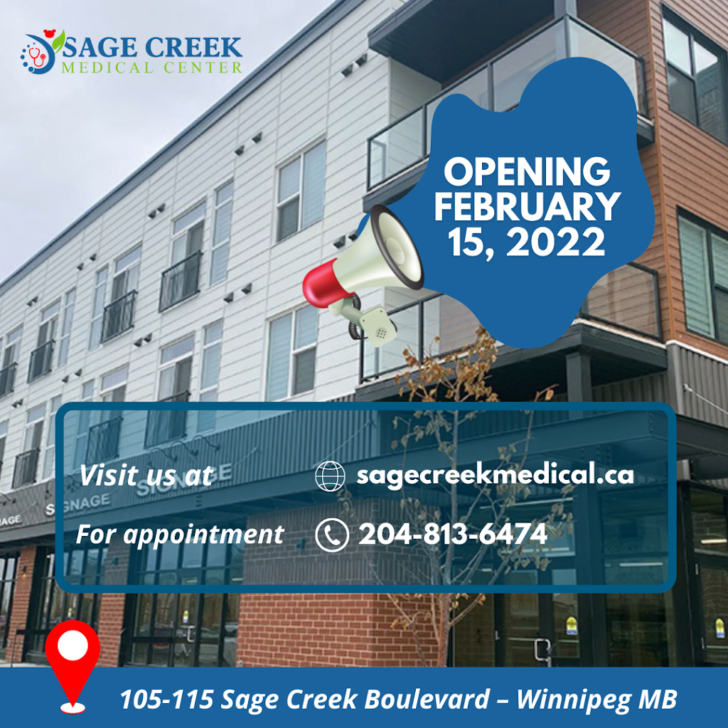 Sage Creek Medical Center | health | 115 Sage Creek Blvd #105, Winnipeg, MB R3X 0J6, Canada | 2048136474 OR +1 204-813-6474