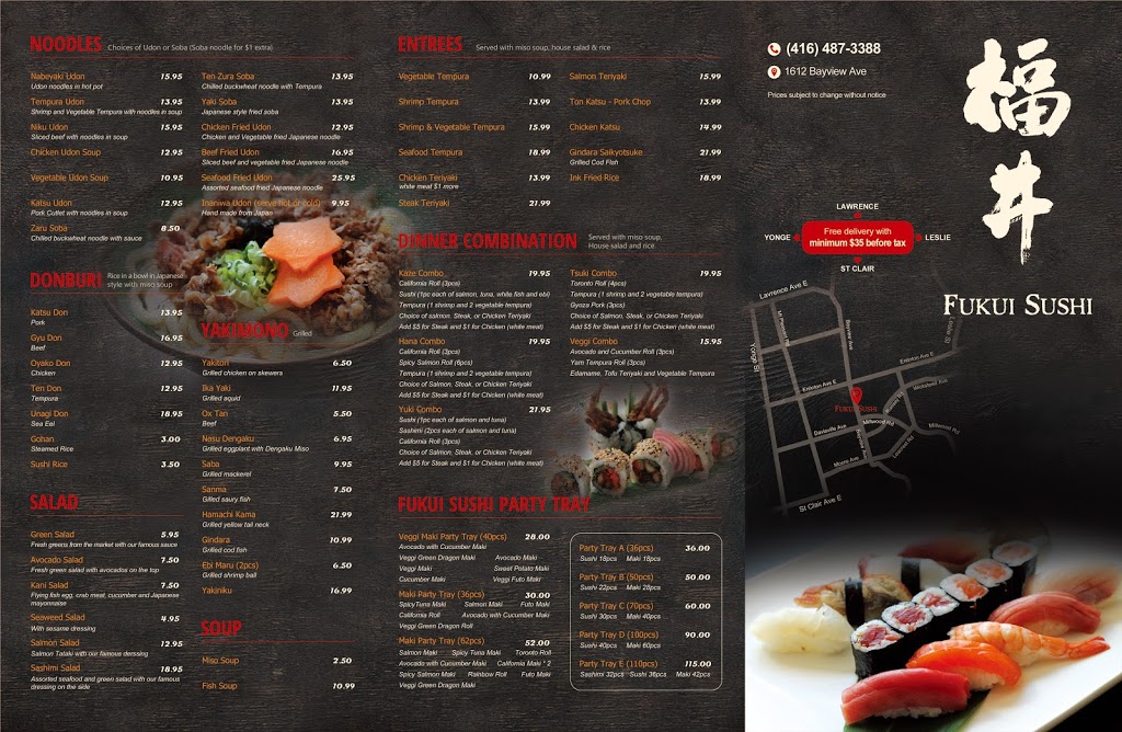 Fukui Sushi | 1612 Bayview Ave, Toronto, ON M4G 3B7, Canada | Phone: (416) 487-3388