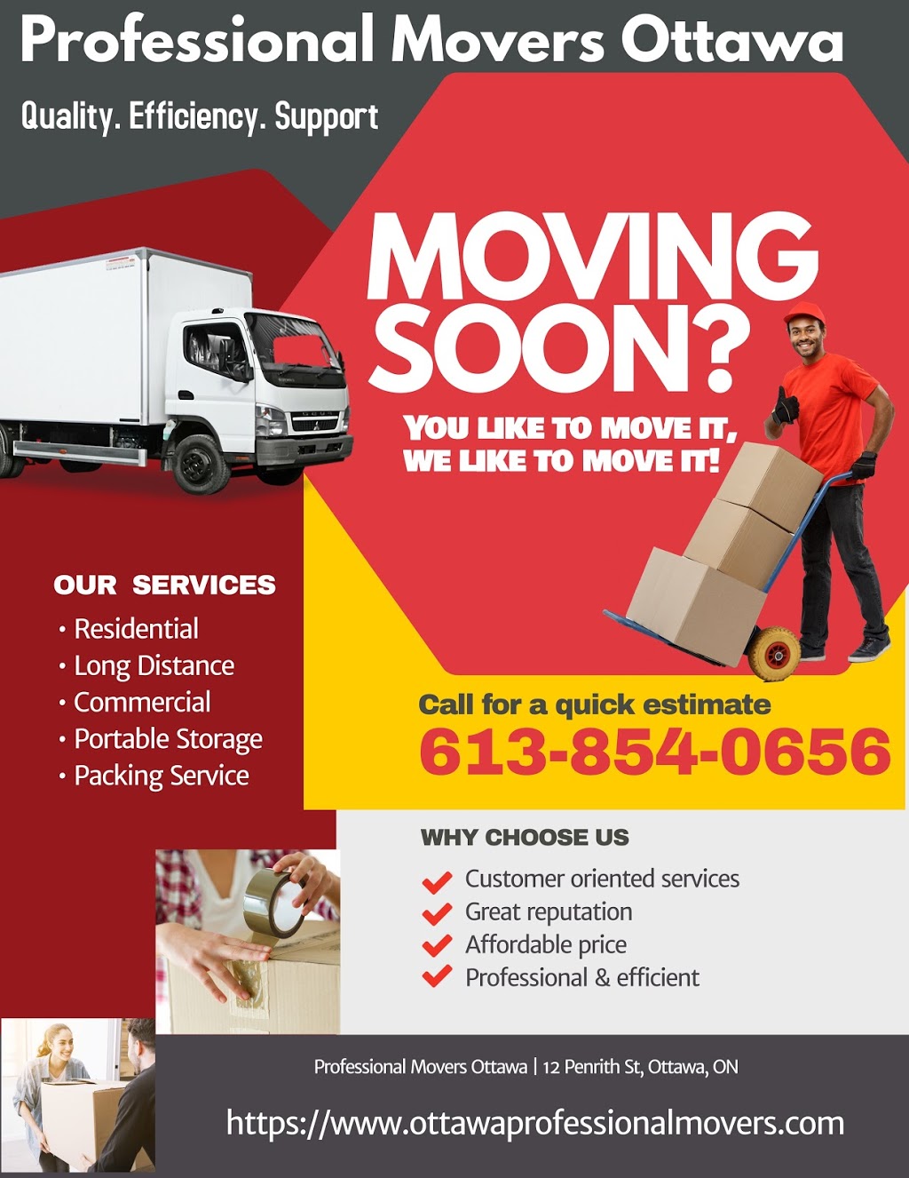 Professional Movers Ottawa | 12 Penrith St, Kanata, ON K2W 1C8, Canada | Phone: (613) 854-0656