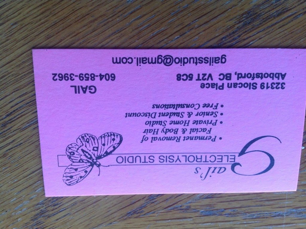 Gails Electrolysis Studio | 32319 Slocan Pl, Abbotsford, BC V2T 5C8, Canada | Phone: (604) 996-2031