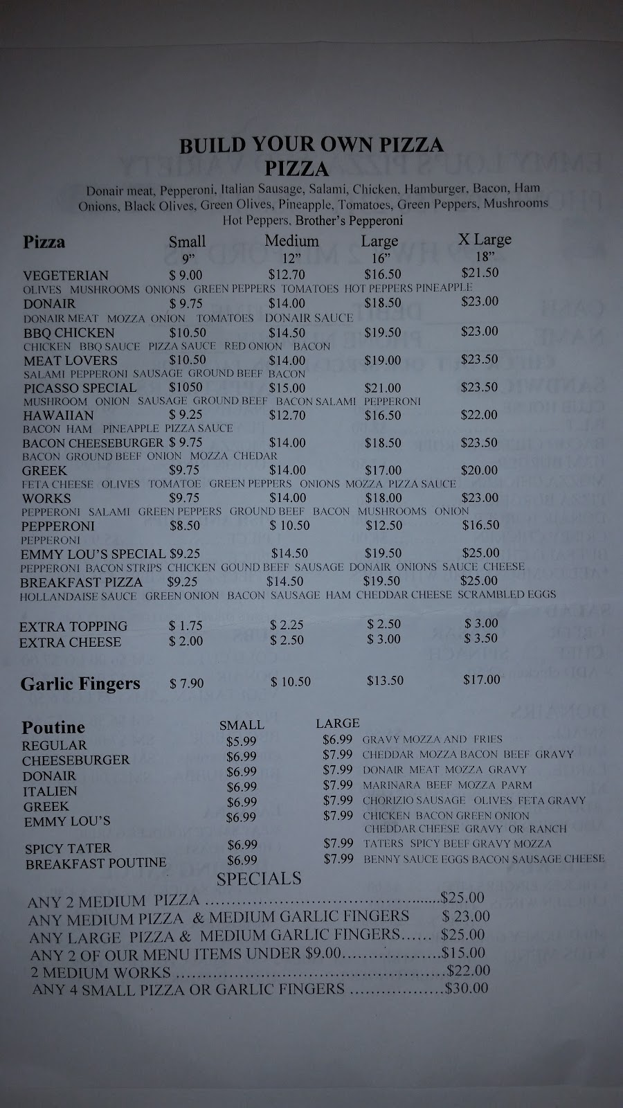 Emmy Lous Pizza & Variety | 2299 Nova Scotia Trunk 2, Milford, NS B0N 1Y0, Canada | Phone: (902) 758-2311