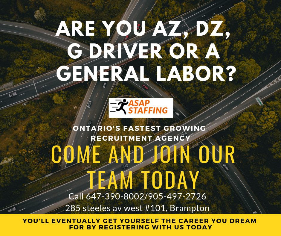 ASAP STAFFING SOLUTIONS | 285 Steeles Ave W #101, Brampton, ON L6Y 0B5, Canada | Phone: (647) 390-8002
