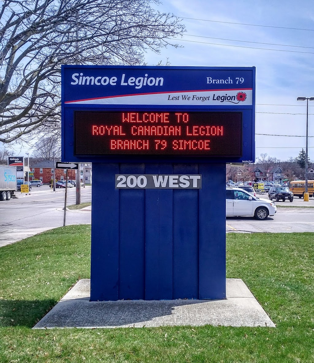 Royal Canadian Legion Branch 79 | point of interest | 200 West St, Simcoe, ON N3Y 4K8, Canada | 5194263804 OR +1 519-426-3804