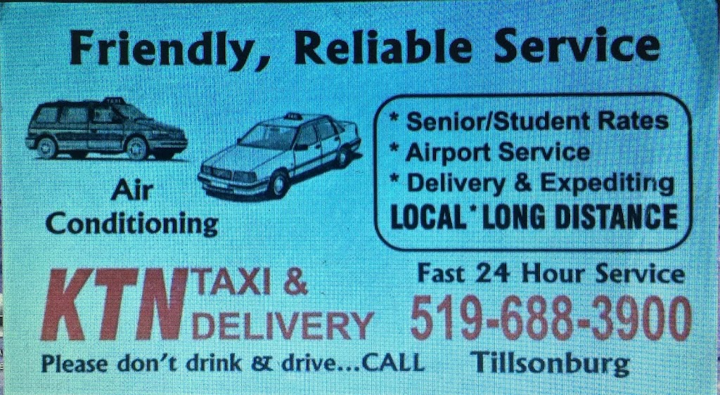 KTN taxi & delivery | 27 Brock St E, Tillsonburg, ON N4G 1Z4, Canada | Phone: (519) 688-3900