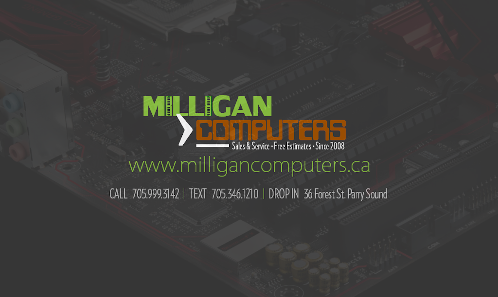 Milligan Computers | 36 Forest St, Parry Sound, ON P2A 2P9, Canada | Phone: (705) 999-3142