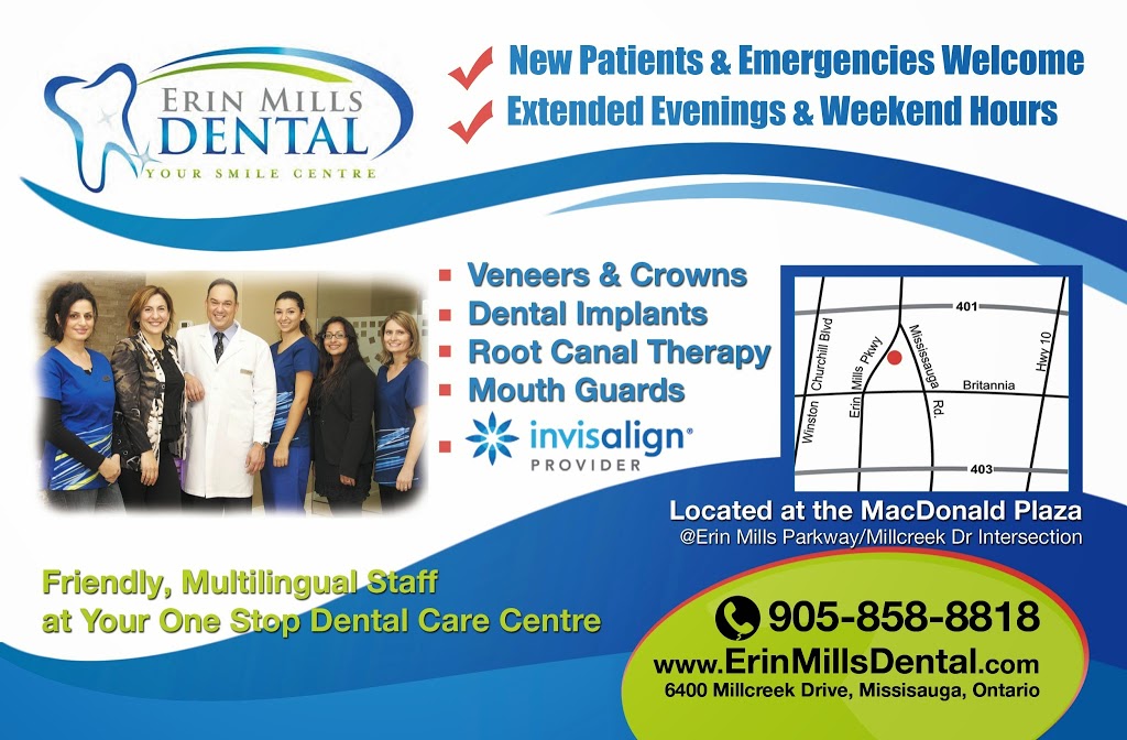 Erin Mills Dental Centre | 6400 Millcreek Dr, Mississauga, ON L5N 3E7, Canada | Phone: (905) 858-8818