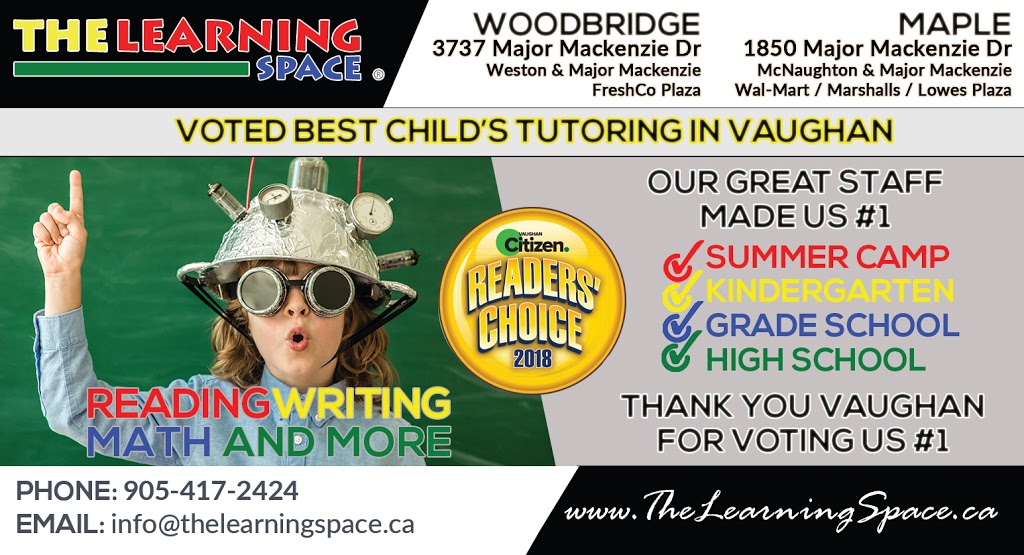 The Learning Space | 1850 Major Mackenzie Dr. West Unit#G5, Maple, ON L6A 4R9, Canada | Phone: (905) 929-5424