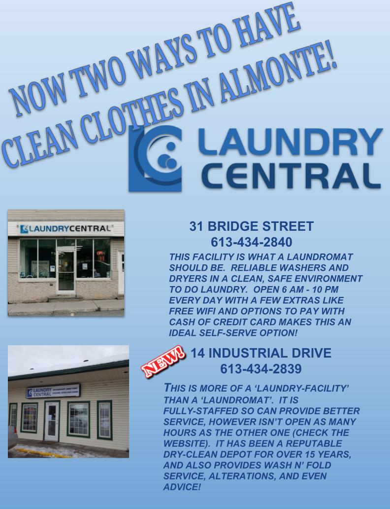 Laundry Central | 31 Bridge St, Almonte, ON K0A 1A0, Canada | Phone: (613) 434-2840