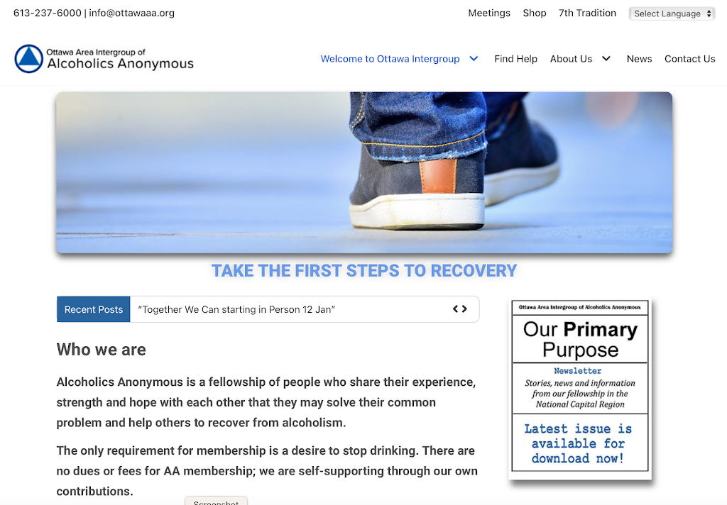 Ottawa Area Intergroup of Alcoholics Anonymous | 211 Bronson Ave #108, Ottawa, ON K1R 6H5, Canada | Phone: (613) 237-6000