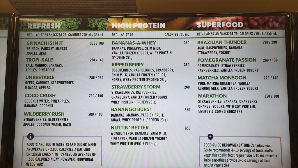 Booster Juice | 123 Pioneer Dr, Kitchener, ON N2P 2B4, Canada | Phone: (519) 894-0001