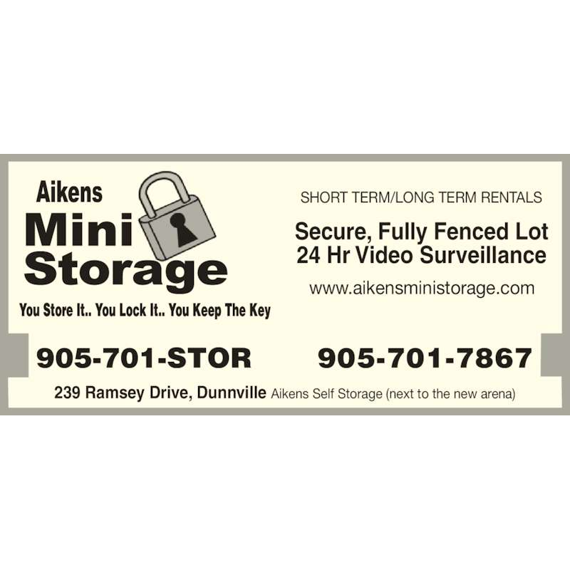 Aikens Self Storage | 239 Ramsey Dr, Dunnville, ON N1A 0A7, Canada | Phone: (905) 701-7867