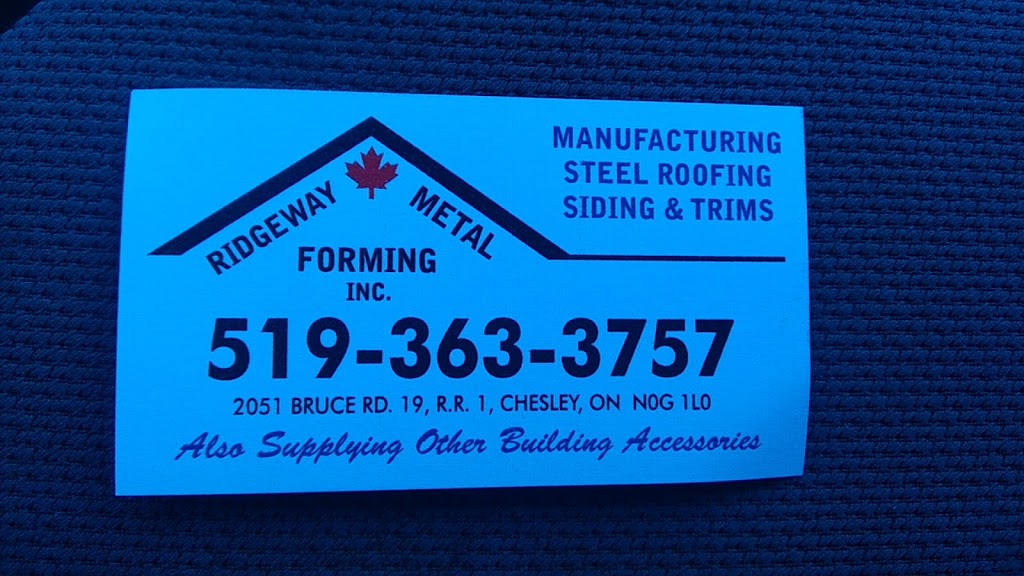 Ridgeway Metal Forming | 2051 Bruce Road 19, RR1, Chesley, ON N0G 1L0, Canada | Phone: (519) 363-3757