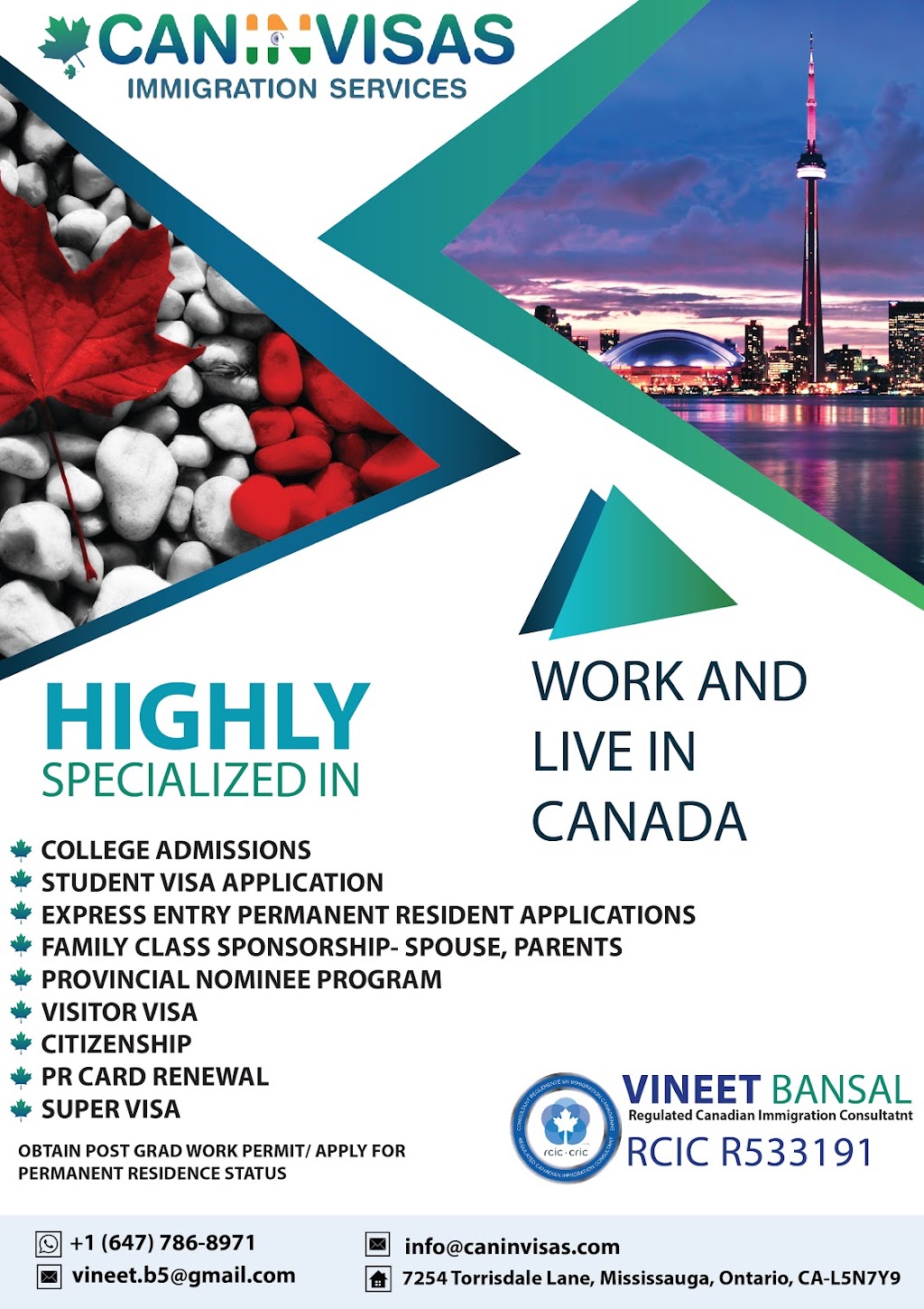 Caninvisas Immigrations | 7254 Torrisdale Ln, Mississauga, ON L5N 7Y9, Canada | Phone: (647) 786-8971