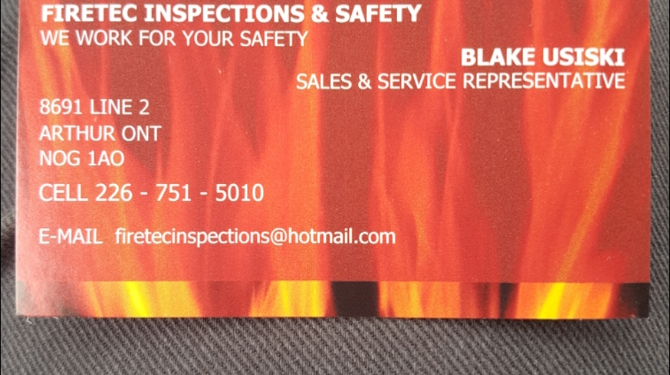 Firetec Inspections & Safety | 8691 2 Line, Arthur, ON N0G 1A0, Canada | Phone: (226) 751-5010