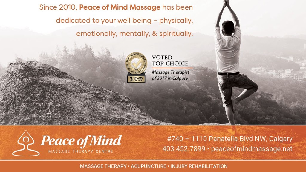 Peace of Mind Massage Therapy Centre - Panorama Hills | 740, 1110 Panatella Blvd NW, Calgary, AB T3K 0S6, Canada | Phone: (403) 452-7899