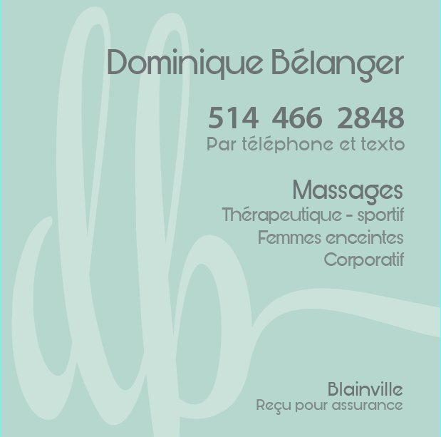 MASSOthérapie Dominique Bélanger | 1113 Bd du Curé-Labelle, Blainville, QC J7C 2L1, Canada | Phone: (514) 466-2848