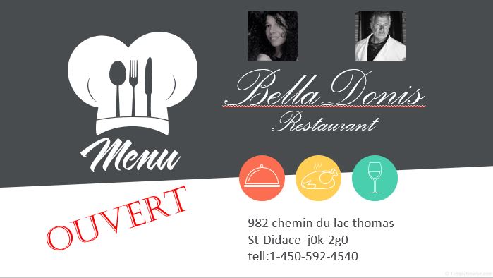 Restaurant belladonis | 982 Chem. du Lac Thomas, Saint-Didace, QC J0K 2G0, Canada | Phone: (450) 592-4540