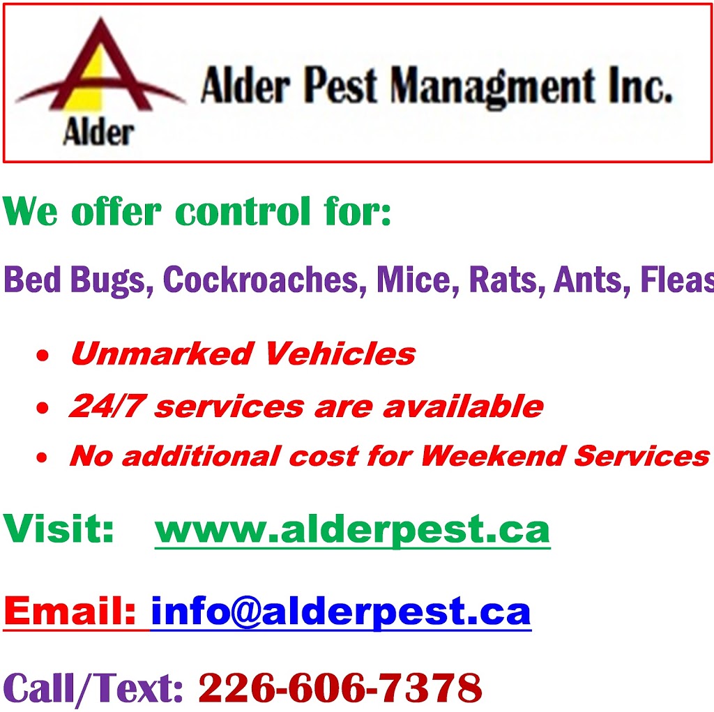 Alder Pest Management Inc. | 145 Hawkins Dr, Cambridge, ON N1T 2A4, Canada | Phone: (226) 606-7378