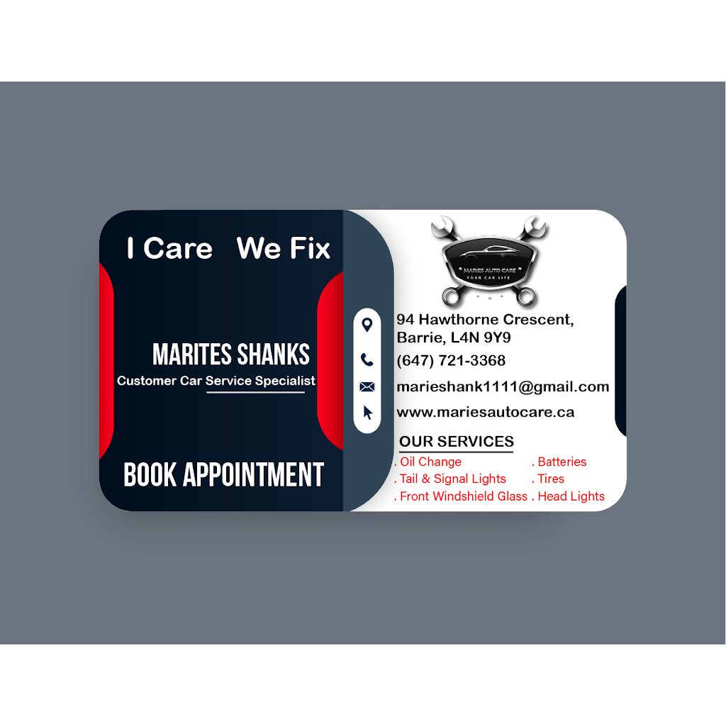 Maries Auto Care | 94 Hawthorne Crescent, Barrie, ON L4N 9Y9, Canada | Phone: (647) 721-3368