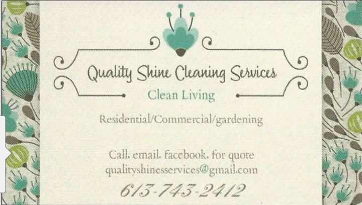 Quality Shine Cleaning Services | 47 Fargey Ct, Stirling, ON K0K 3E0, Canada | Phone: (613) 743-2412