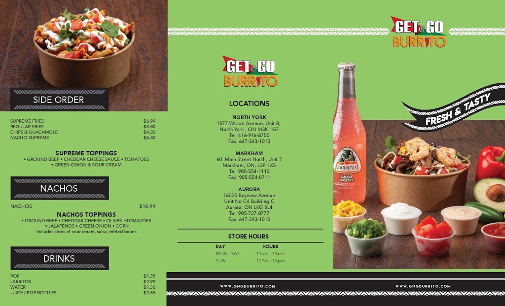 Get & Go Burrito Aurora | 16025 Bayview Ave Unit #C4, Building C, Aurora, ON L4G 3L4, Canada | Phone: (905) 727-0777
