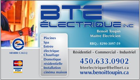 Benoît Toupin Entr Électricien | 1 Rue Bisson, Saint-Constant, QC J5A 0B3, Canada | Phone: (450) 633-0902
