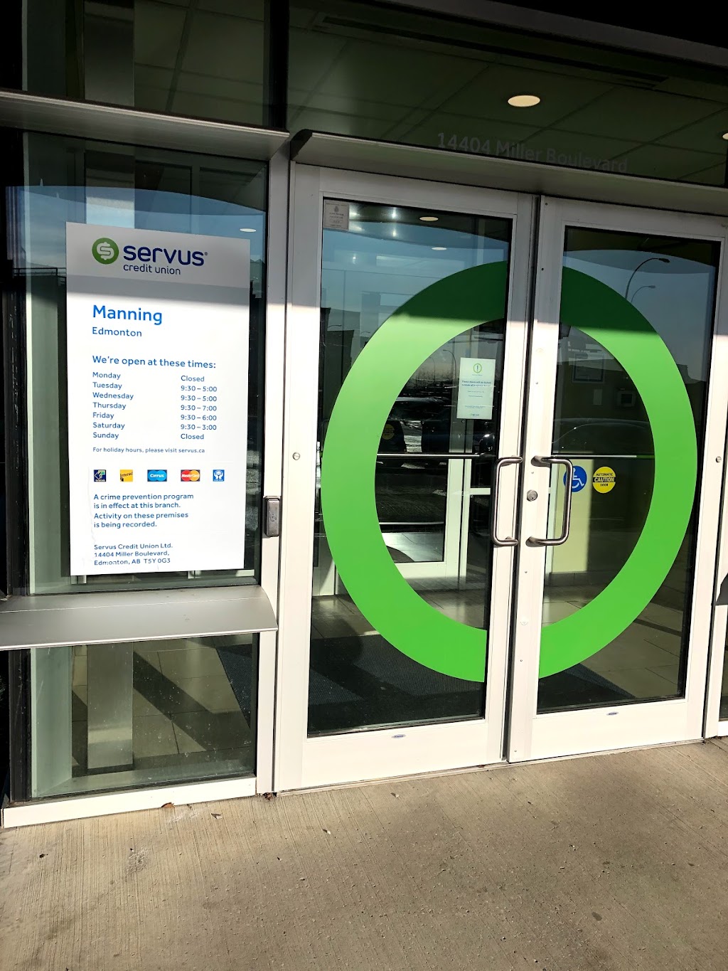 Servus Credit Union - Manning | 14404 Miller Blvd NW, Edmonton, AB T5Y 0G3, Canada | Phone: (780) 496-7499