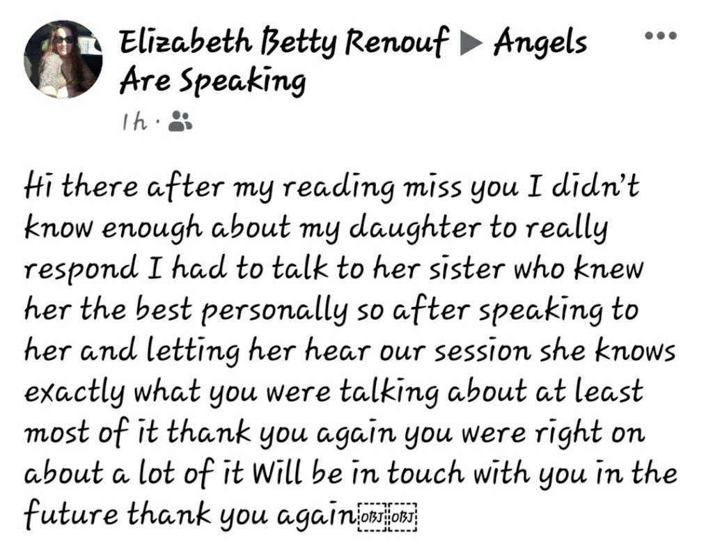 Angels Are Speaking Medium Psychic & Tarot Reader | 36 Rue Denis, Cap-Pelé, NB E4N 1P9, Canada | Phone: (506) 312-1023