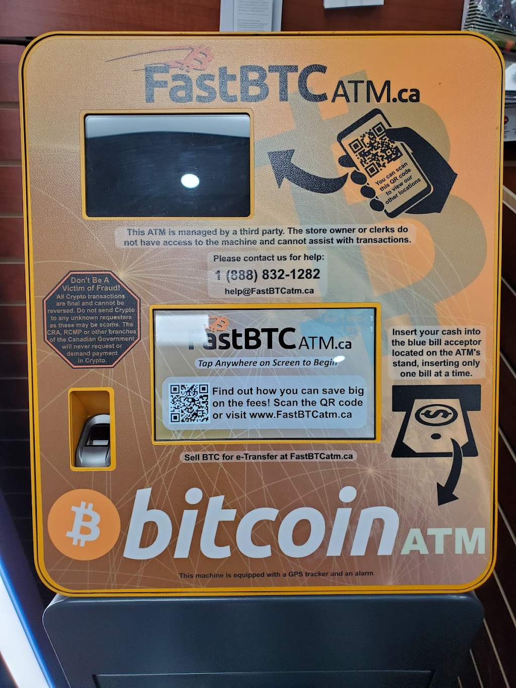 FastBTC Bitcoin ATM - TriStar Convenience | 4101 Rutherford Rd #4, Vaughan, ON L4L 1A6, Canada | Phone: (888) 832-1282