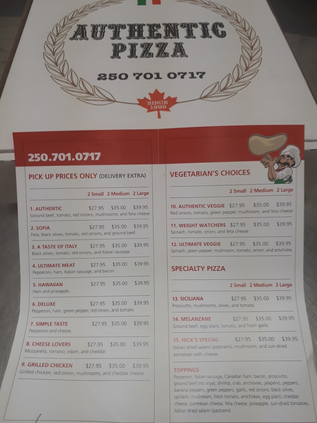 Authentic Pizza | 41 Trunk Rd, Duncan, BC V9L 2N7, Canada | Phone: (250) 701-0717