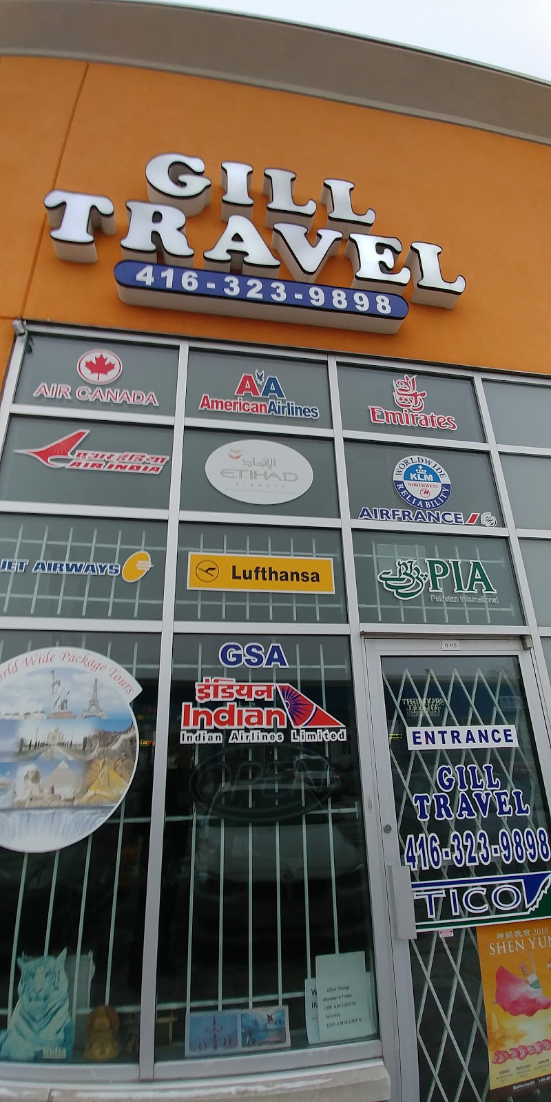 Gill International Travel | 3331 Markham Rd #115, Scarborough, ON M1X 1S8, Canada | Phone: (416) 323-9898