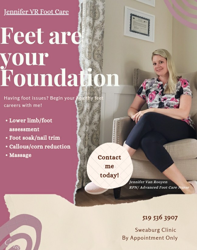 Jennifer VR Foot Care | 104 Glenn Ave N, Sweaburg, ON N4S 7V6, Canada | Phone: (519) 536-3907