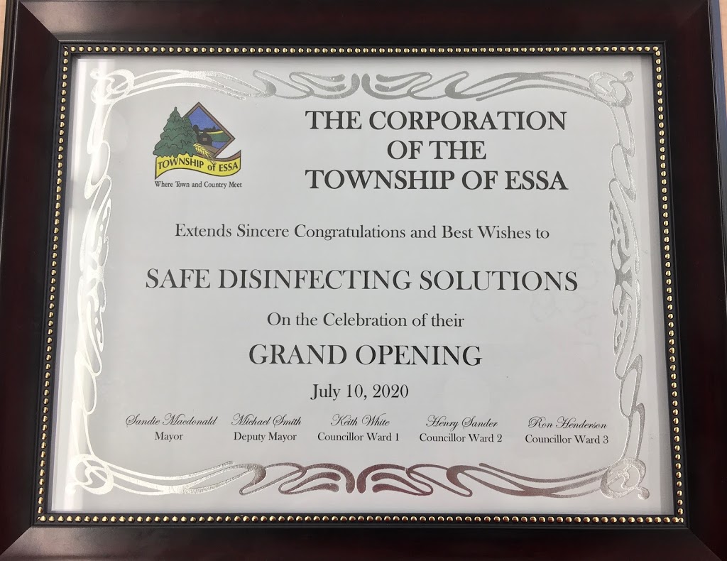 Safe Disinfecting Solutions Inc | Rainbow Mall, 3 Massey St Unit 11 Rear, Angus, ON L0M 1B0, Canada | Phone: (705) 516-0555