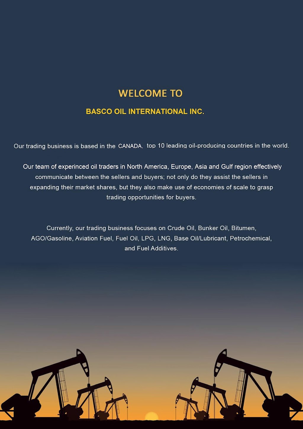 BASCO OIL INTERNATIONAL INC. | point of interest | 80 Acorn Pl #6, Mississauga, ON L4Z 4C9, Canada | 6476401965 OR +1 647-640-1965