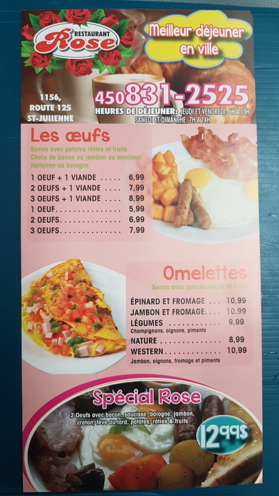 Rose Restaurant | Sainte-Julienne, QC J0K 2T0, Canada | Phone: (450) 831-2525