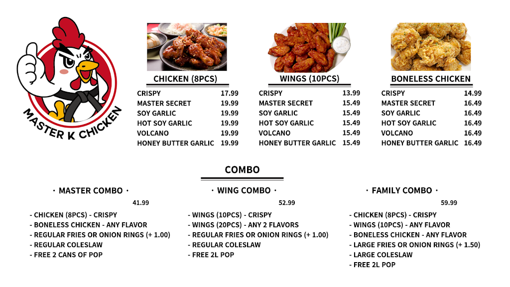 Master K Chicken | 402 Merganser Dr W, Chestermere, AB T1X 1L6, Canada | Phone: (825) 735-4020