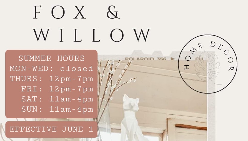 Fox & Willow Home Decor | 21245, Township Rd 552, Fort Saskatchewan, AB T8L 4A9, Canada | Phone: (780) 217-2944