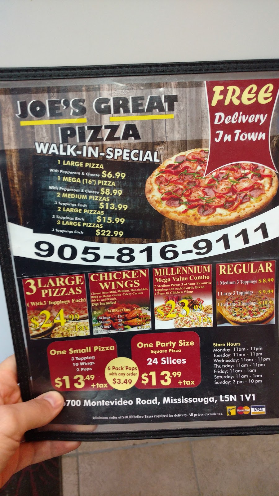 Joes Great Pizza | 6700 Montevideo Rd, Mississauga, ON L5N 1V1, Canada | Phone: (905) 816-9111