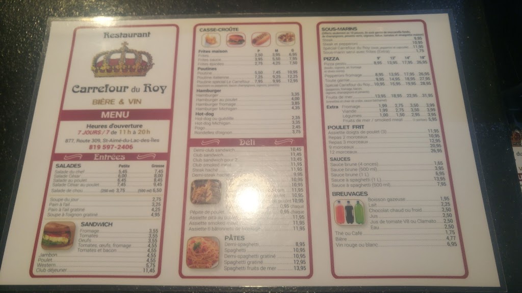 Restaurant Carrefour Du Roy | 877 QC-309, Lac-des-Îles, QC J0W 1J0, Canada | Phone: (819) 597-2406