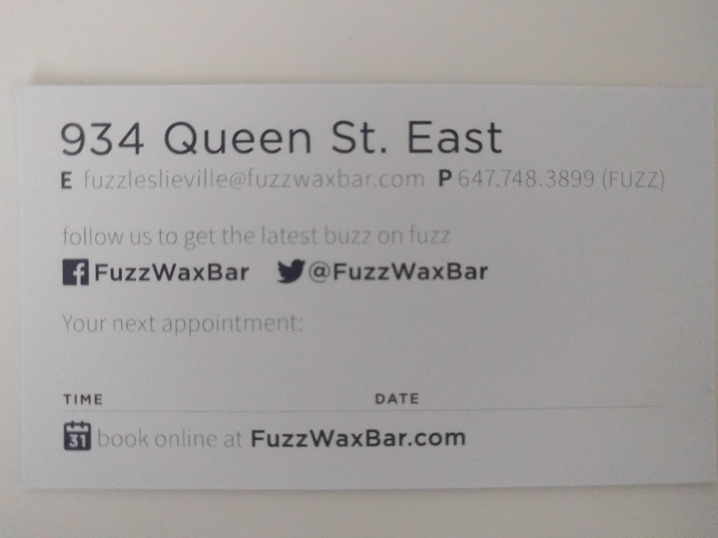 Fuzz Wax Bar | 934 Queen St E, Toronto, ON M4M 1J7, Canada | Phone: (647) 343-8108