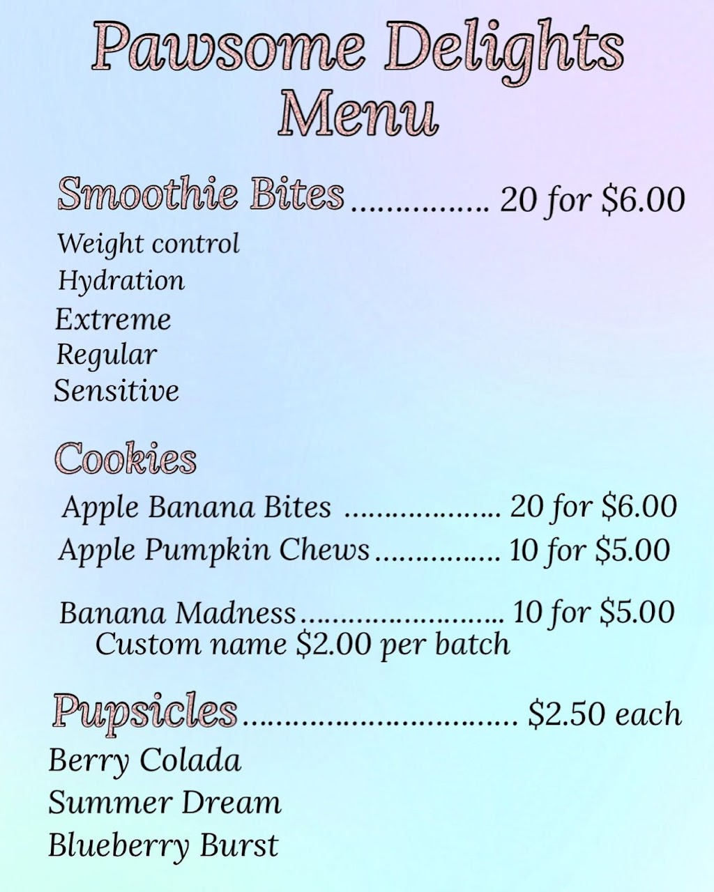 Kaits Pawsome Delights | Trudell Bay, Winnipeg, MB R2C 4X6, Canada | Phone: (204) 899-0332