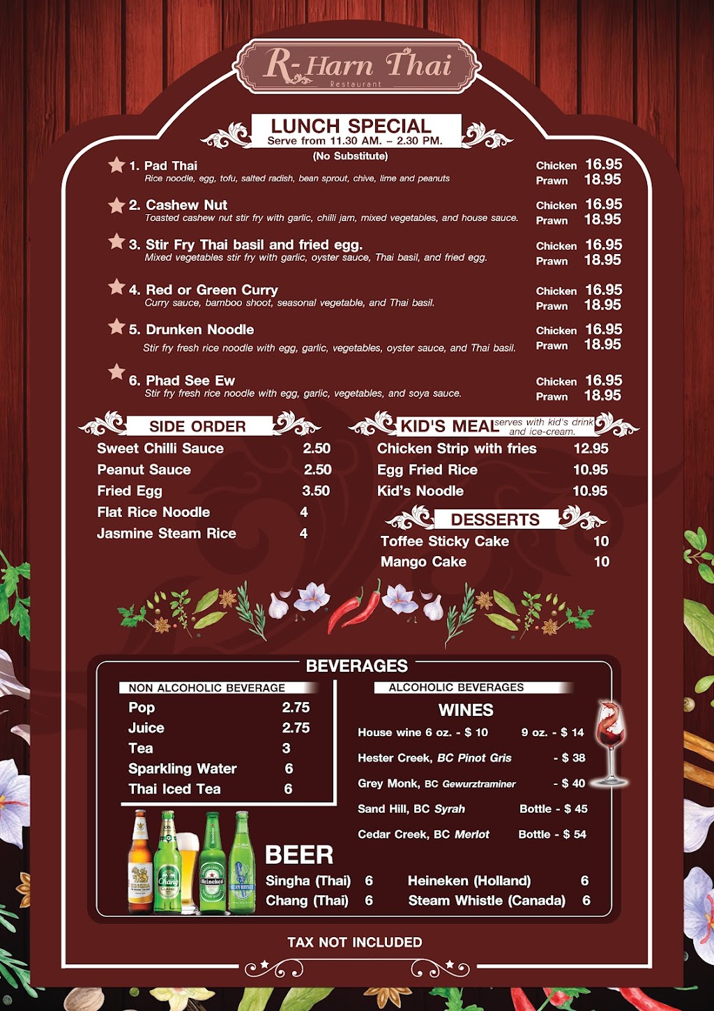 R-harn Thai restaurant | 2740 Dundas Rd, Shawnigan Lake, BC V0R 2W0, Canada | Phone: (250) 929-0889